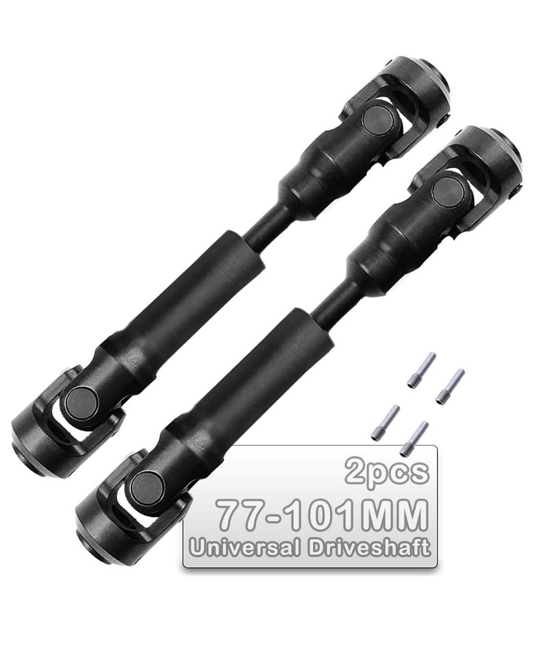 ARRCat 2PCS 77-101MM Universal Drive Shaft RC Upgrades for 1/10 Axial SCX10 SCX10-II Redcat D90 Gen7 /Pro RC4WD GEN8 RC Crawler,RC Upgrade Parts Hop-Ups,Steel Full Metal Drive Shaft,Black (77-101 MM,2PCS) - Image 1